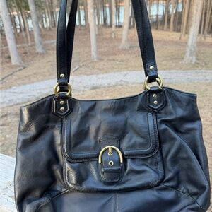 Coach Campbell Black Leather Shoulder Bag